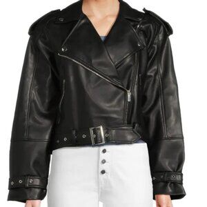 WeWoreWhat Cropped Moto Leather Jacket